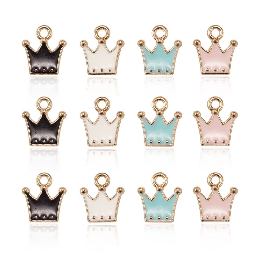 5088 80 pcs 4 Colors Enamel Crown Charms Cute King Queen Princess Charms